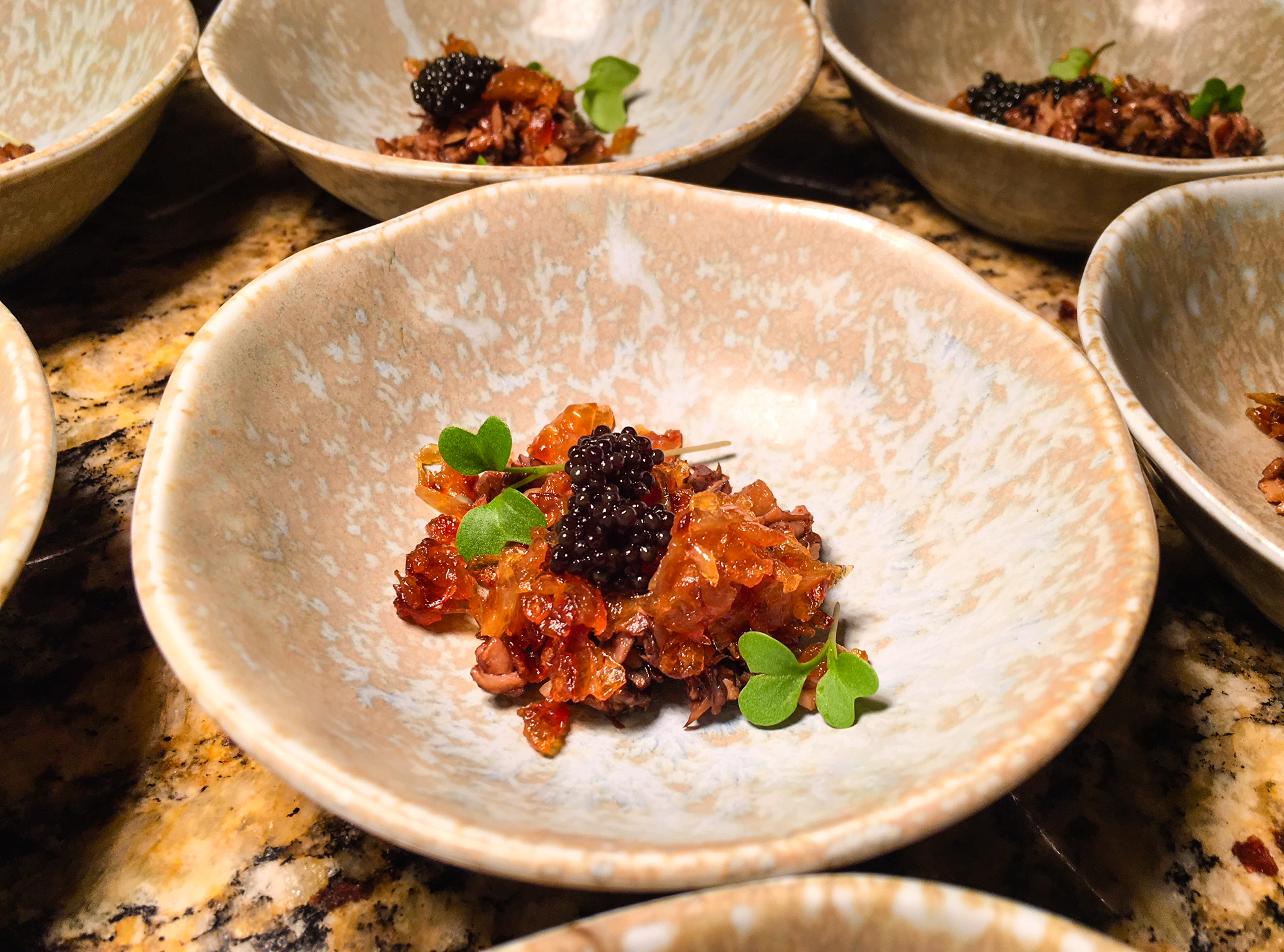 Radish microgreens atop one of Chef David Porras's unknown but incredibly delicious concoctions.