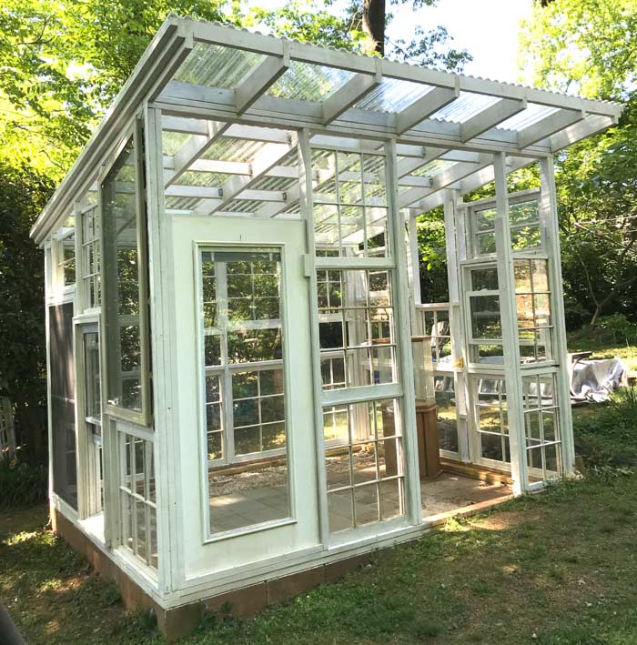 Clear roof panelling on greenhouse - installation completed.